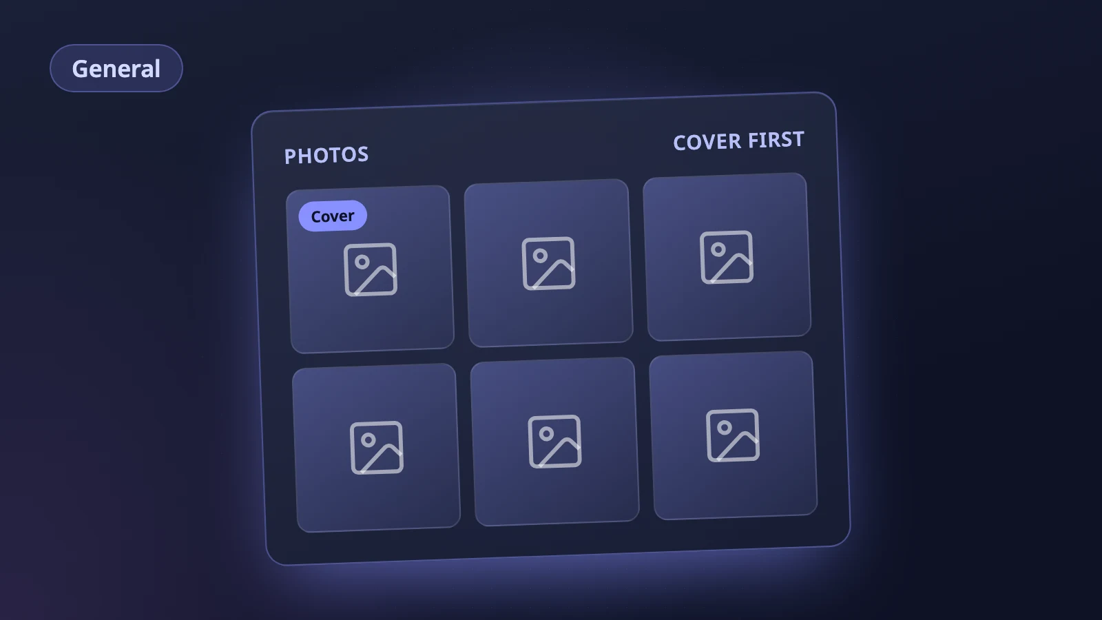Illustration of a listing photo grid with the first photo marked as the cover