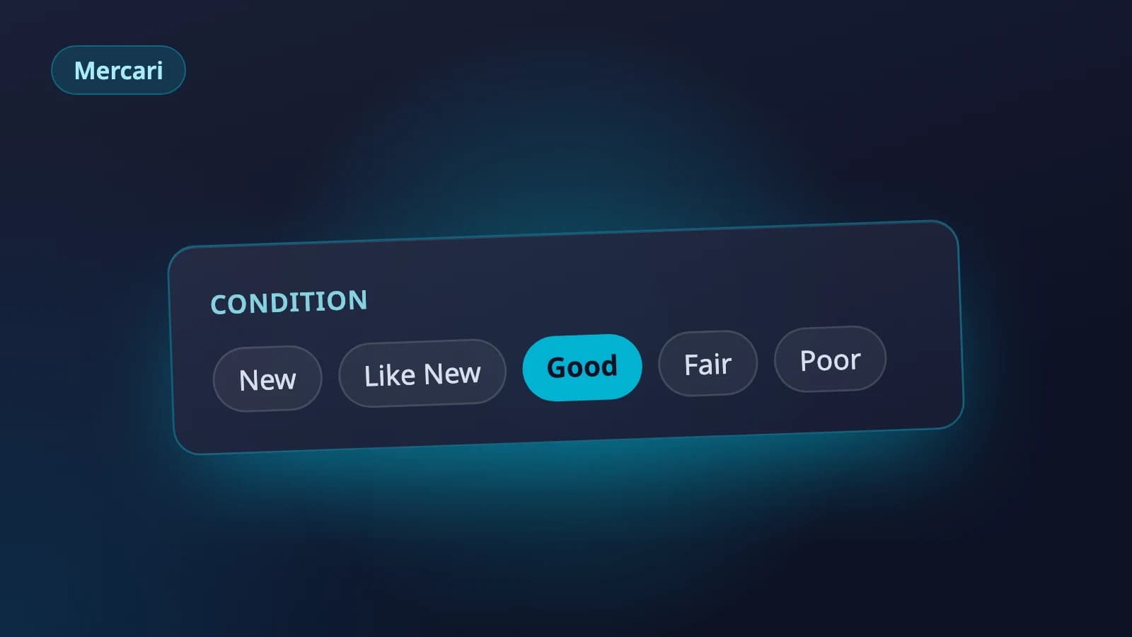 Illustration of the five Mercari condition grades with Good selected